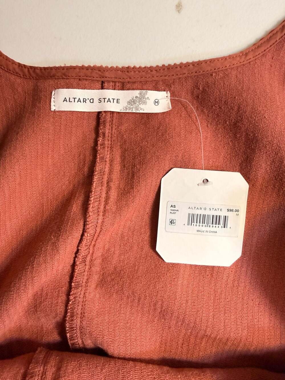 NWT Altar'd State Rust Corduroy Overalls Size M